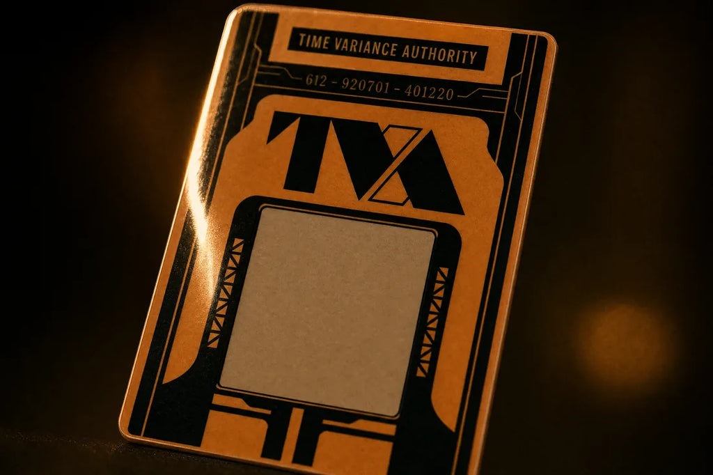TVA Temporal Calling Card — engraving detail